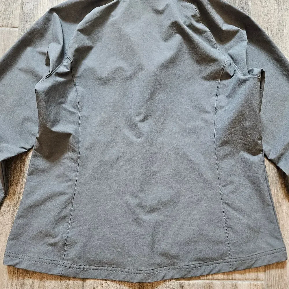 Merrell Softshell Jacket Womens Size L Grey Collared‎ Full Zip Snaps Pockets